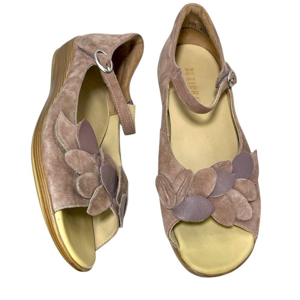 Ziera Flower Dizzy Mary Jane Mauve Leather Suede Comfort Shoe Size EU 40 US 9.5